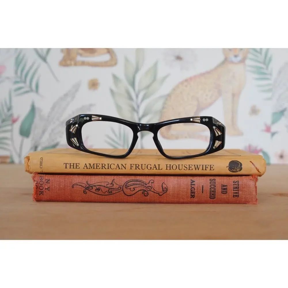 Vintage 1960s Cat Eye Rhinestones Eyeglasses France Rockabilly Pin Up Retro MCM